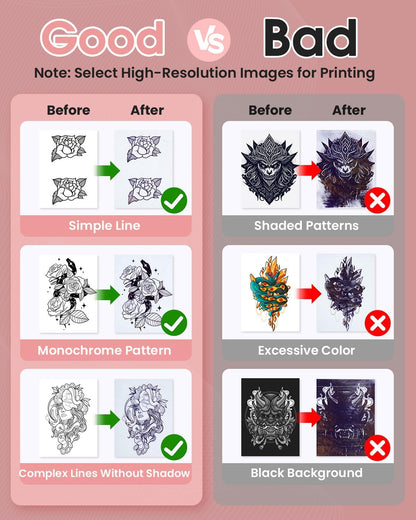 Phomemo M08F Tattoo Printer, Tattoo Transfer Printer with 10pcs Tattoo Transfer Paper for Tattoo Artists, Beginners, Compatible with Smartphones, Tablet, PC - QUORE