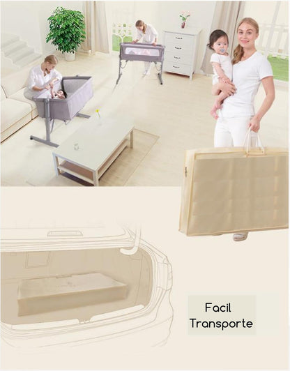 Babify - Mini-kinderbed, verstelbaar, meerdere hoogtes, verstelbaar, incl. matras, grijs, 1 stuk