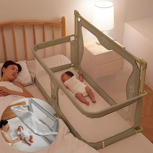3 in 1 schaalbare babywieg, babybijzetbed, 120x50cm, verstelbare hoogte, opvouwbaar babybedje, baby co-sleeping bed met klamboe, ademend en zichtbaar gaasvenster, voor baby's van 1 tot 36 maanden (Co