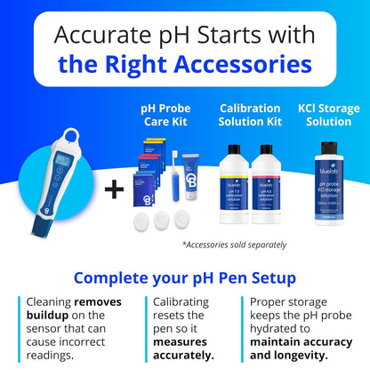 Bluelab PENPH pH-pen, volledig waterdichte zaktester, eenvoudige kalibratie, sonde met dubbele junctie voor verbeterde nauwkeurigheid en duurzaamheid, wit