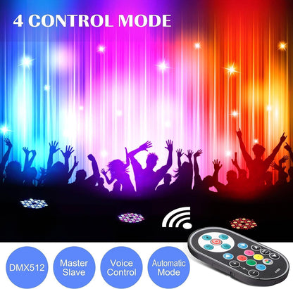 LED Par Lights – LED Stage Verlichting – RGB Partylampen – DJ Lampen – Show Spots – 72W RGB Kleurlicht – Waterdichte Opbergtas Met Afstandsbediening
