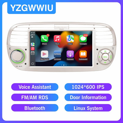 Autoradio Fiat 500 – Multimedia Speler – Auto Stereo – Navigatie Systeem – DAB Radio – Carplay & Android Auto – Bluetooth 5.0 – IPS Display