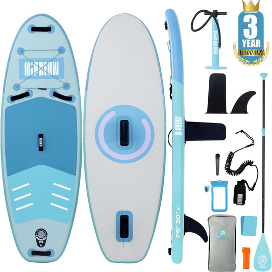 Niphean (Ultralicht) opblaasbaar paddleboard met (Beginner-vriendelijk) stabilTrac vin en duurzame SUP-accessoires, 10 'stand-up paddleboards voor volwassenen en jongeren, veelzijdig yoga-paddleboard