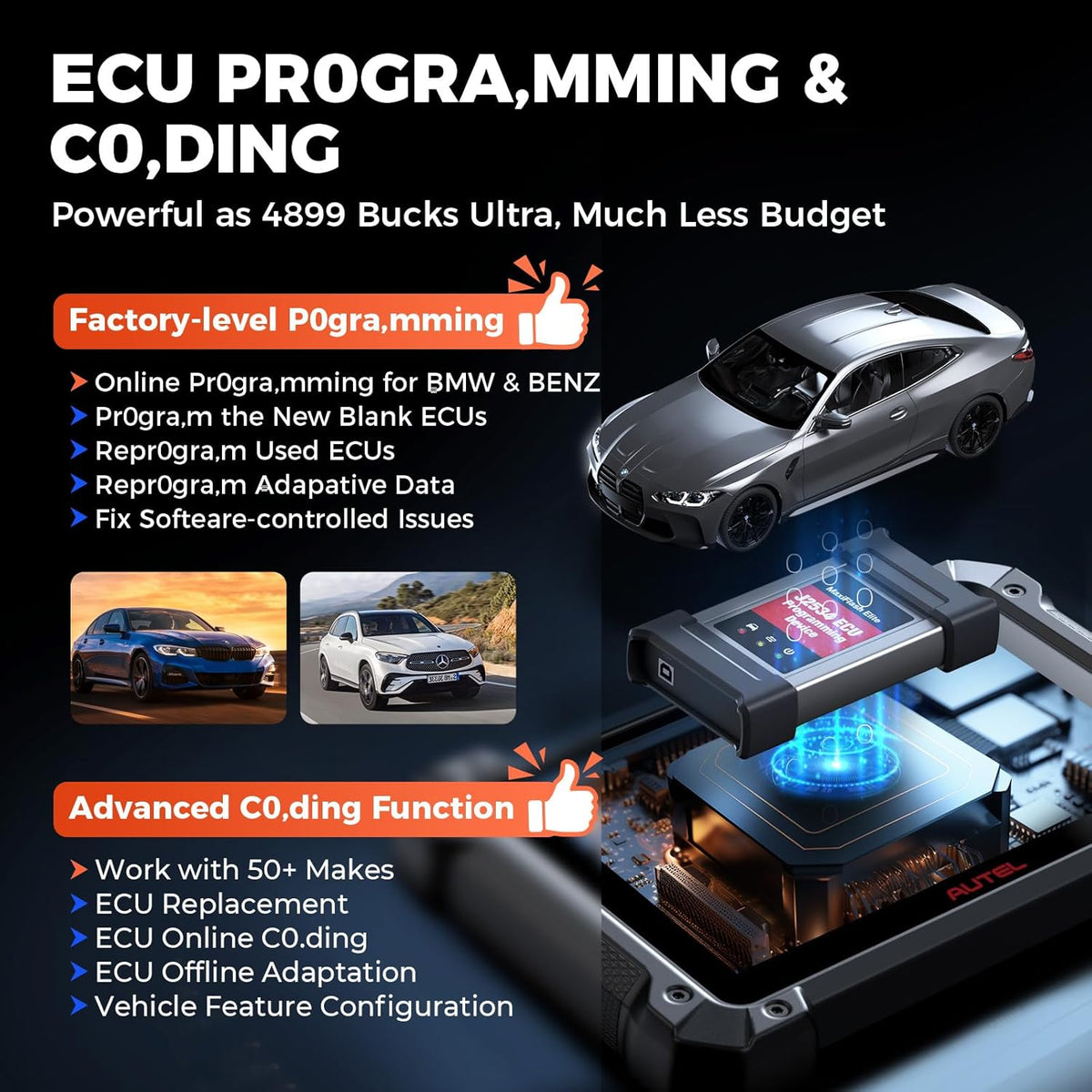 OBD2 Scanner – Autodiagnoseapparaat – Foutcode Lezer – ECU Programmeertool – Auto Diagnose Scanner – Bidirectionele Bediening – 36+ Servicefuncties