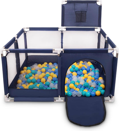 Square Baby Playpen With Plastic Balls, Basketball - QUORE