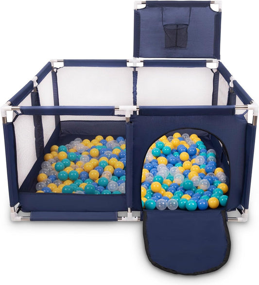 Square Baby Playpen With Plastic Balls, Basketball - QUORE