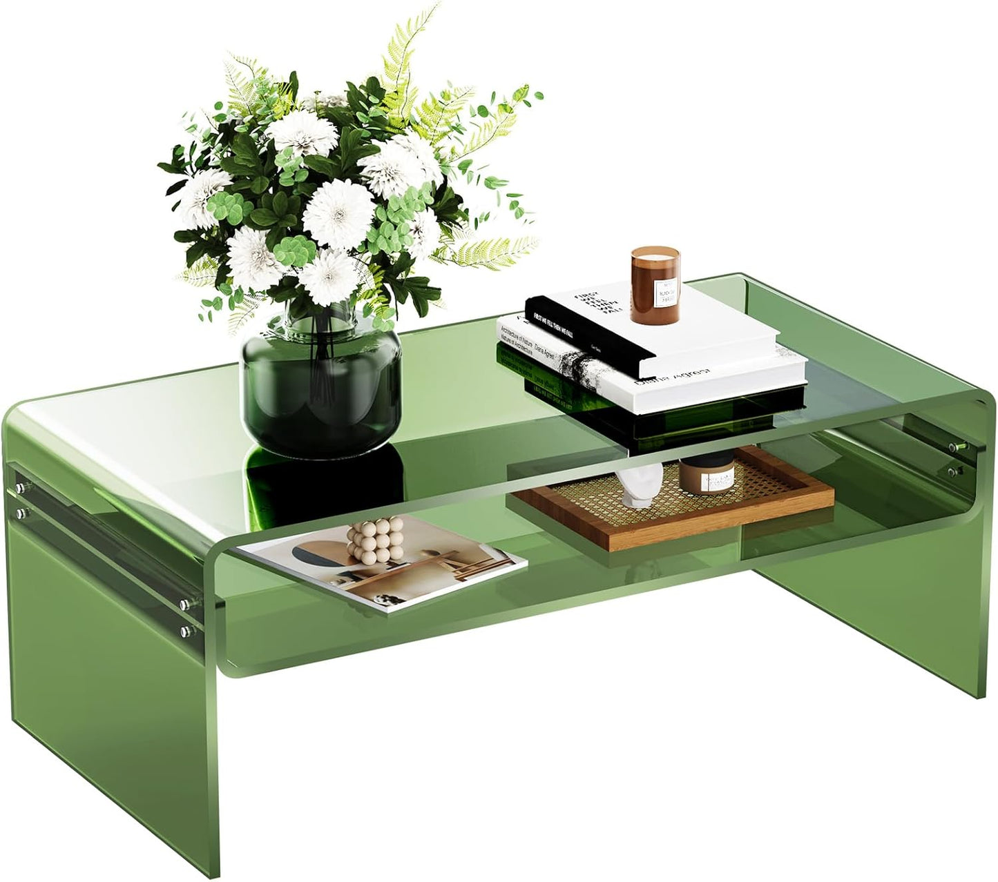 Acryl Salontafel, Transparant Helder Acryl Tafel (Groen, 50 cm)