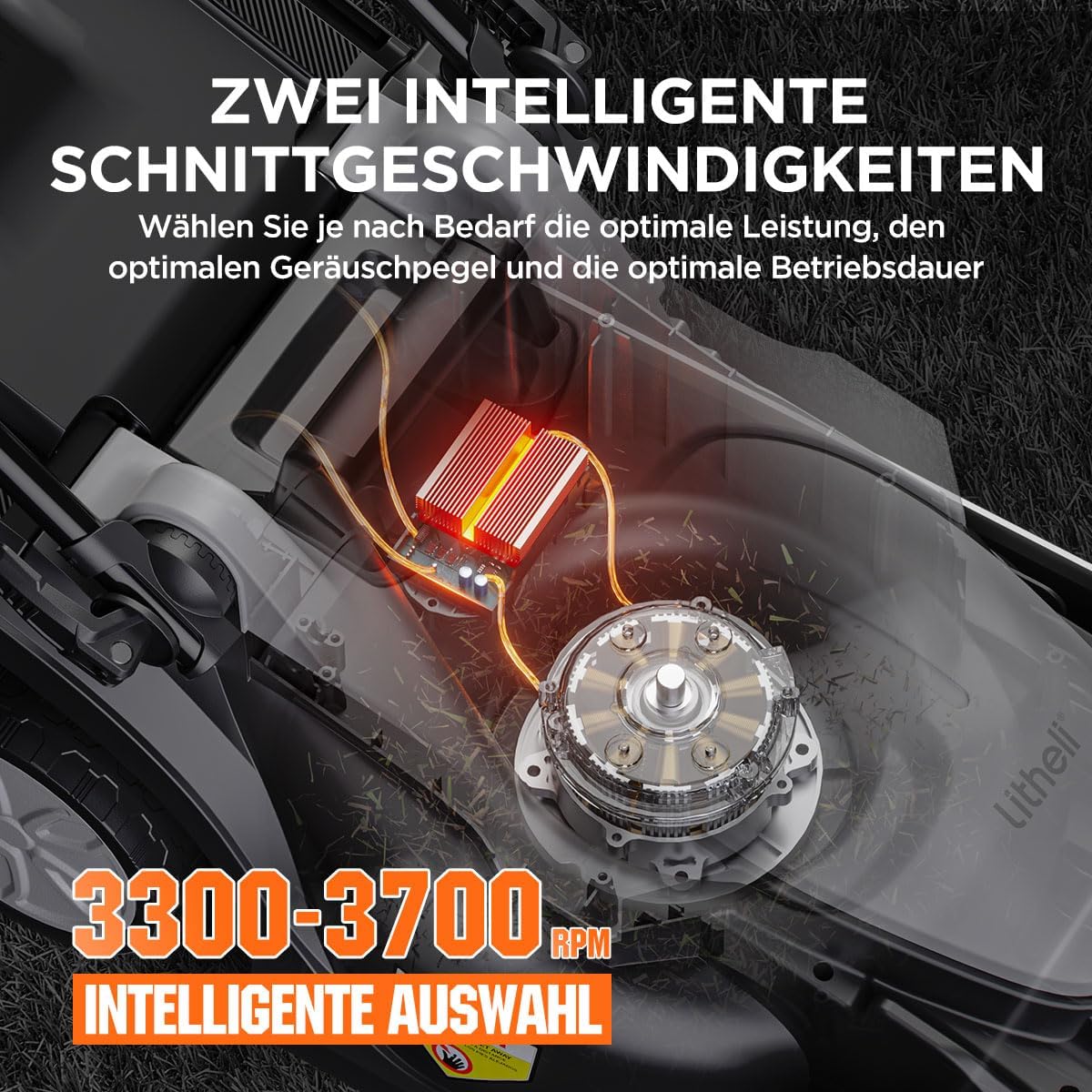 Litheli Accugrasmaaier, 20 V/33 cm maaibreedte, borstelloos, tot 200 m², opvangbak van 30 liter, 25-65 mm maaihoogte, incl. 4,0 Ah accu