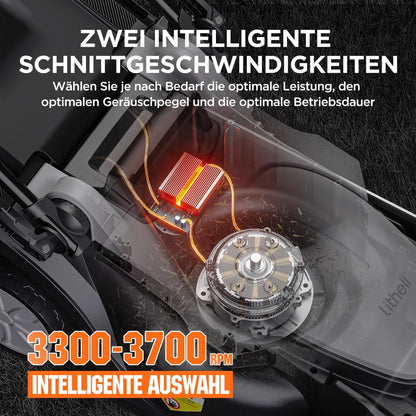 Litheli Accugrasmaaier, 20 V/33 cm maaibreedte, borstelloos, tot 200 m², opvangbak van 30 liter, 25-65 mm maaihoogte, incl. 4,0 Ah accu