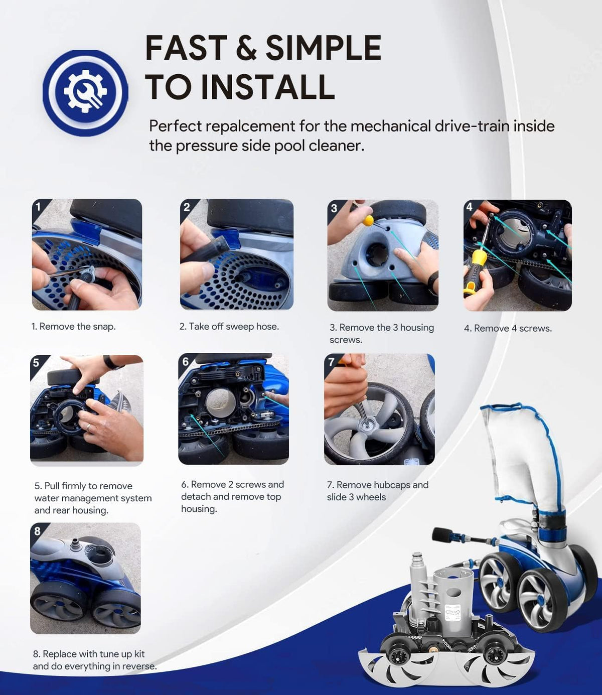 R0543200 Rebuild Kit voor Polaris 3900 Sport Pool Cleaner, vervanging voor Zodiac Polaris 3900 P39 Sport Pool Cleaner, Tune-Up Kit