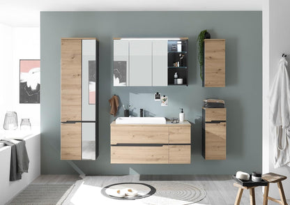 Spiegelkastje – Badkamerspiegelkast – Spiegelkast – Spiegelschrank – Badkamerspiegel – LED Verlichting – Artisan Eikenlook – 110 x 70 x 22 cm – Veel Opbergruimte