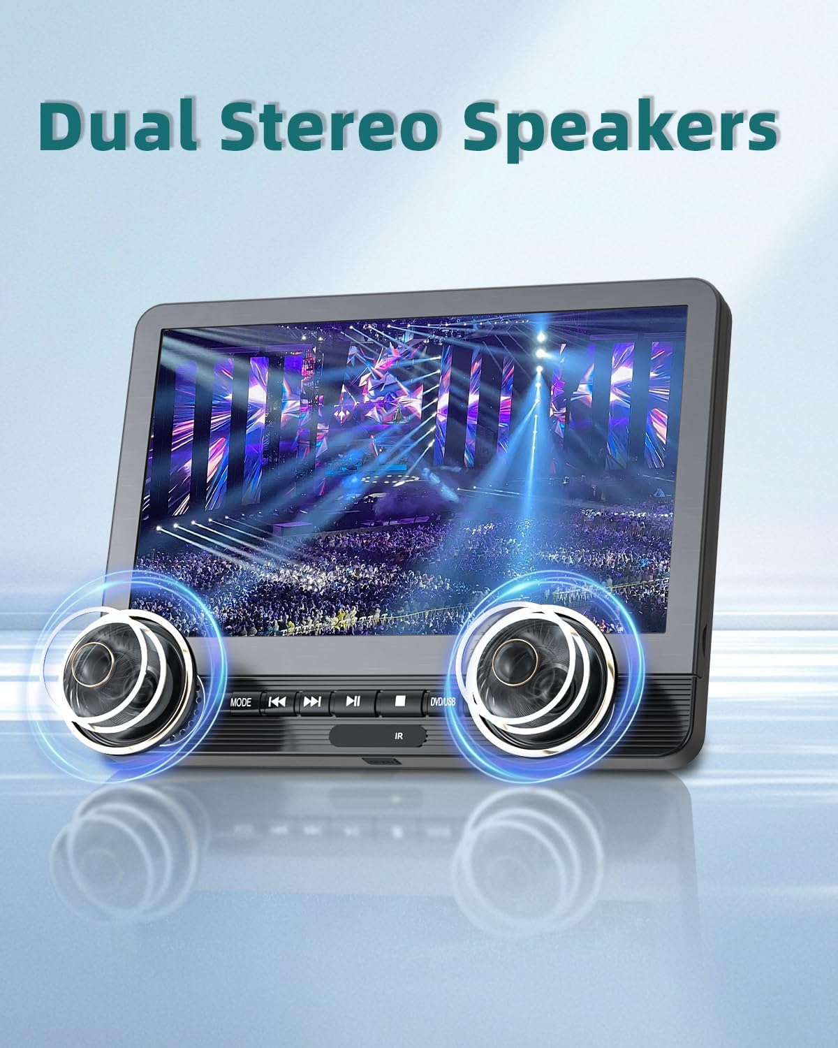 DESOBRY 12.5'' Auto DVD Speler 2-scherm met 5-uur Oplaadbare Batterij, Twee Autoscherm, Hoofdleuning TV Kinderen TV Laatste Geheugen USB AV In/Out 12V