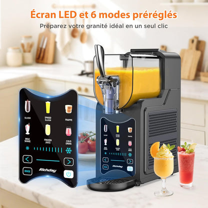 Richday Slushie-machine, diepvriesdrankmaker met 6 programma's, 1,9 l capaciteit, zelfreiniging, voor slushies, milkshakes, frappés, margarita's en koude dranken