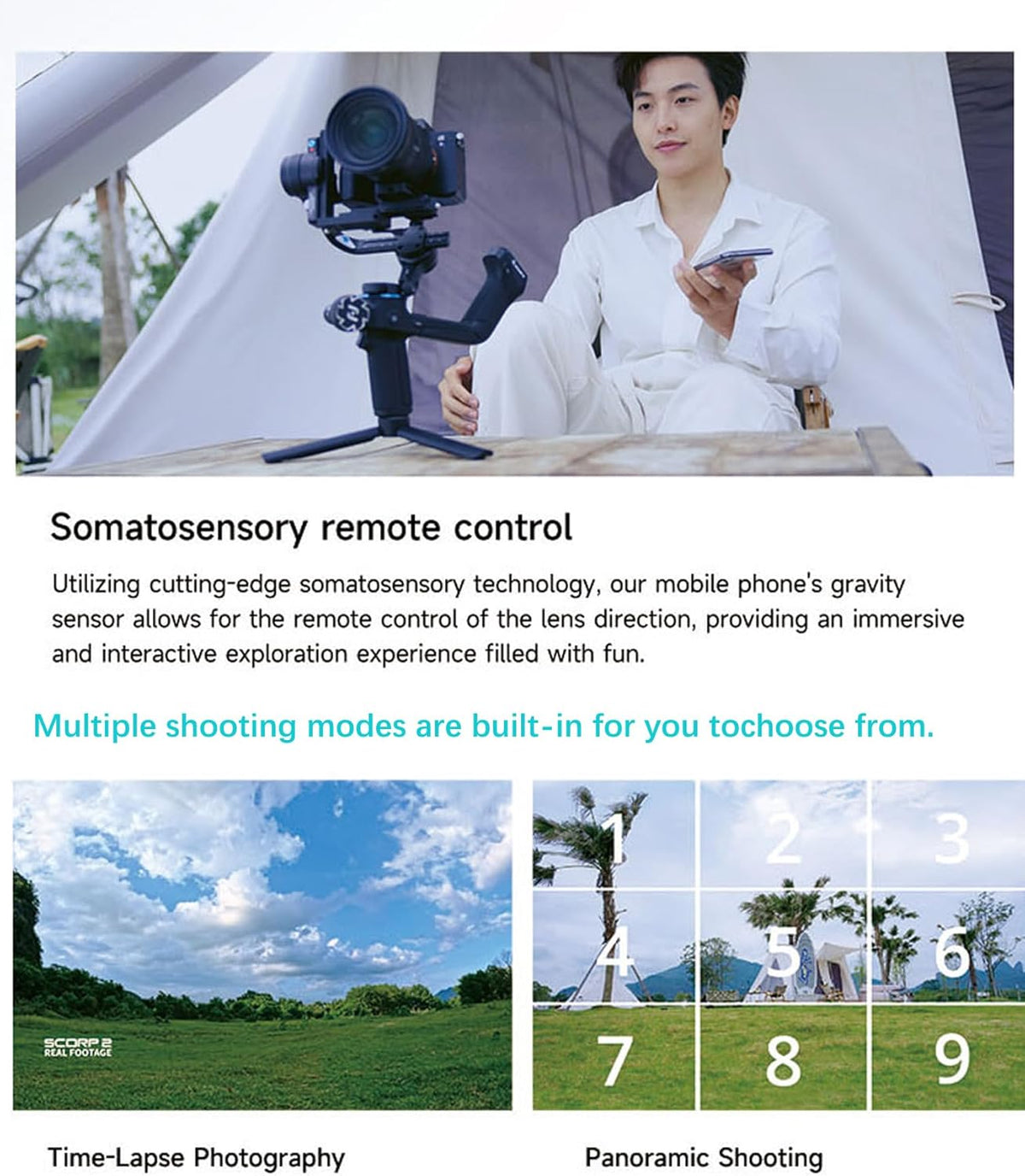 FeiyuTech SCORP-2 Kit camerastabilisator, geïntegreerde AI-tracker, 3-assige gimbal voor spiegelloze Sony/Canon/Nikon/Fujifilm- en DSLR-camera's, upgrade-joystick en touchscreen, 15 kg laadvermogen