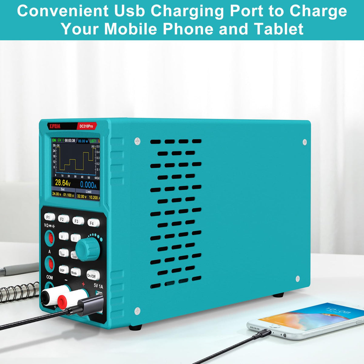 Programmeerbare labvoeding en multimeter 2 in 1 (0-30V, 0-10A) Labvoeding met datageheugen, hoge precisie, OCP, OVP, PC-software en DC310Pro USB-opladen