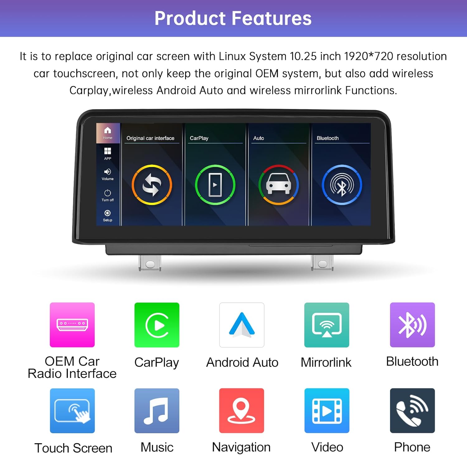Road Top 10.25 Inch Car Radio Touch Screen Wireless CarPlay Android Car for BMW X3 X4 Series F25/F26 2013-2016 Year with NBT System,Car Stereo Multimedia Radio Receiver - QUORE