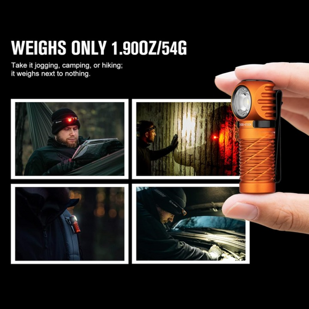 Koplamp - Hoofdlamp - Oplaadbare Zaklamp - Multifunctionele - met Rood Licht - 2 Mini Koud Wit LED - 1100Lm - 50m Lichtbereik - voor Kamperen - Hardlopen - Wandelen - Speleologie - Noodgevallen - 650mAh - IPX8 - Oranje