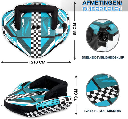 SereneLife Zware Opblaasbare Sleeptube - Water Tube Boot Float Sleepraft, Watersport Opblaasbare Trekboten/Tubes/Sleeptubes met Schuimzitjes, PVC Blaas, Handvatten