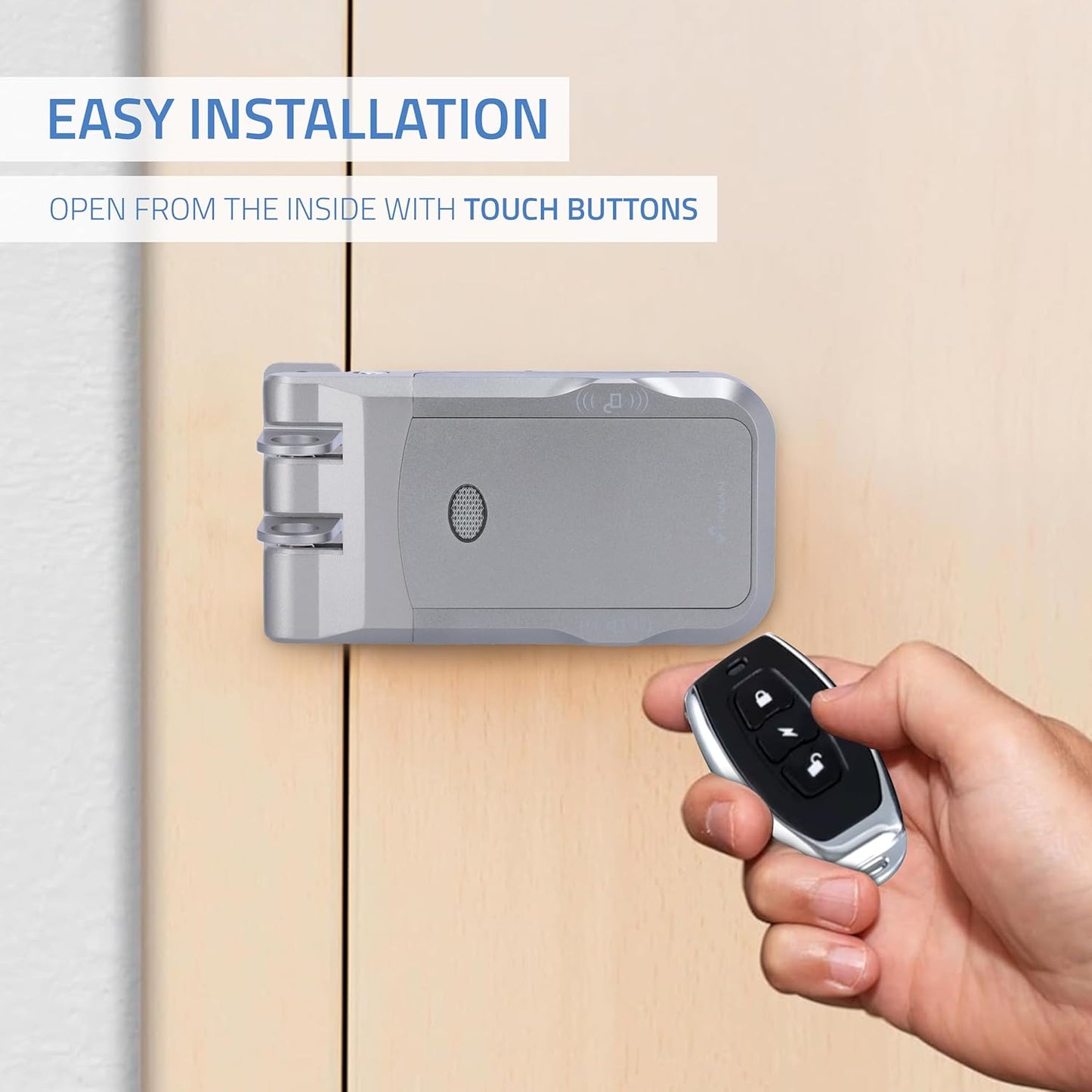 Nivian NVS-SMARTBOLT Intelligent onzichtbaar slot, elektronisch wifi-slot met mobiele app en afstandsbedieningen, dubbele motor, vandaalbeveiliging, opening van binnen en buiten (met app)