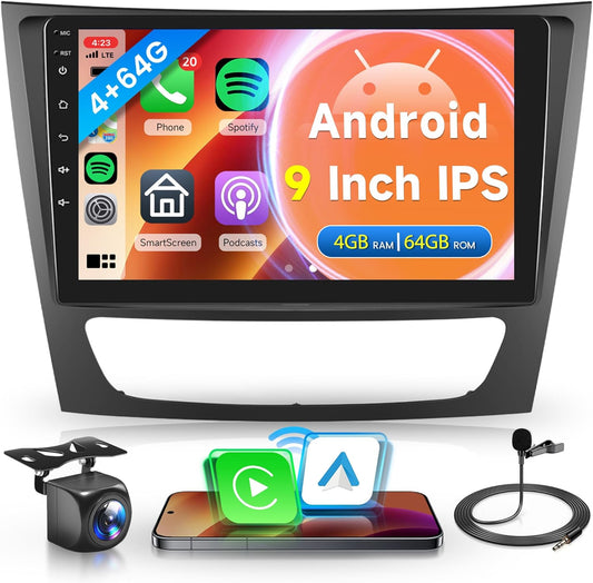 Autoradio – Multimedia Systeem – Navigatie – Infotainment – CarPlay Android Auto – 9 Inch HD Touchscreen – Draadloos CarPlay en 4G-connectiviteit