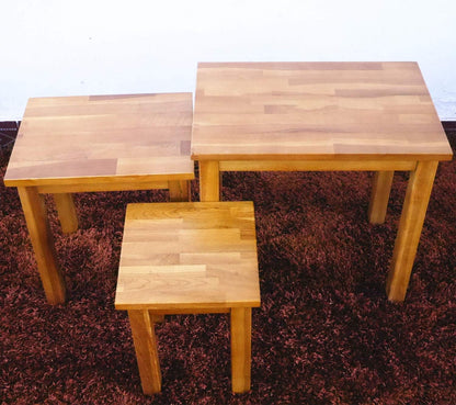Nest of Tables OAK Solid Nesting 3 Tables Coffee Table Small Wooden Side/End/Lamp/Nesting Tables for Living Room