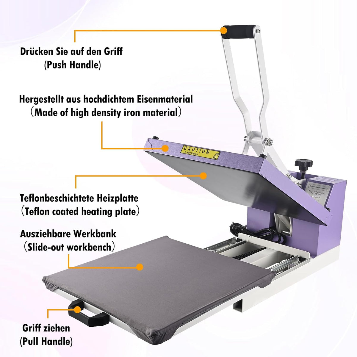 ColorSub Digitale warmte-sublimatiemachine, 38 x 38 cm, glij-thermopres, geschikt voor T-shirts, tassen, kussens, puzzels, kleding, 1600 W
