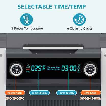 LifeBasis Ultrasone reiniger 6 l, 49 kHz Ultrasone Record Cleaner met timer en schijfhouder voor vinylschijf/sieraden/bril, 240 W