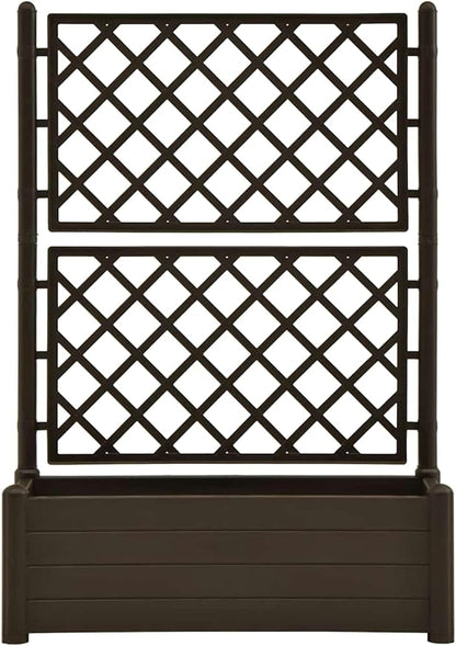 Tidyard Planter with trellis garden fence frost and UV resistant trellis flower boxes climbing aid planter flower box flower box 100x43x142cm PP mocha - QUORE