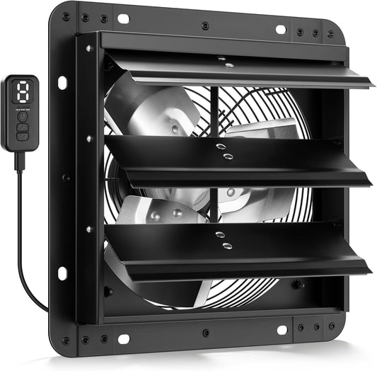 VIVOHOME 250 mm Afzuigventilator met EC-Motor, 10 Verstelbare Snelheden, Muurventilator voor Serre, Kelder, Garage, Keuken