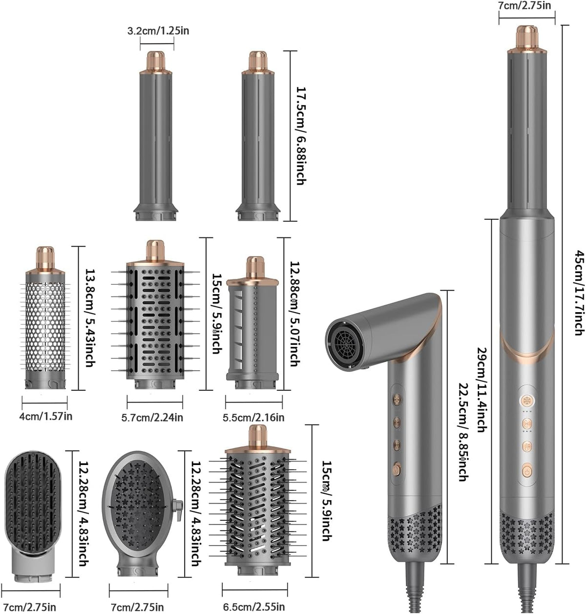 8-In-1 Haarstyler – Föhnborstel, Airstyler, Multistyler, Krulborstel – Automatische Krulfunctie – 3 Warmtestanden Met Koele Luchtstand