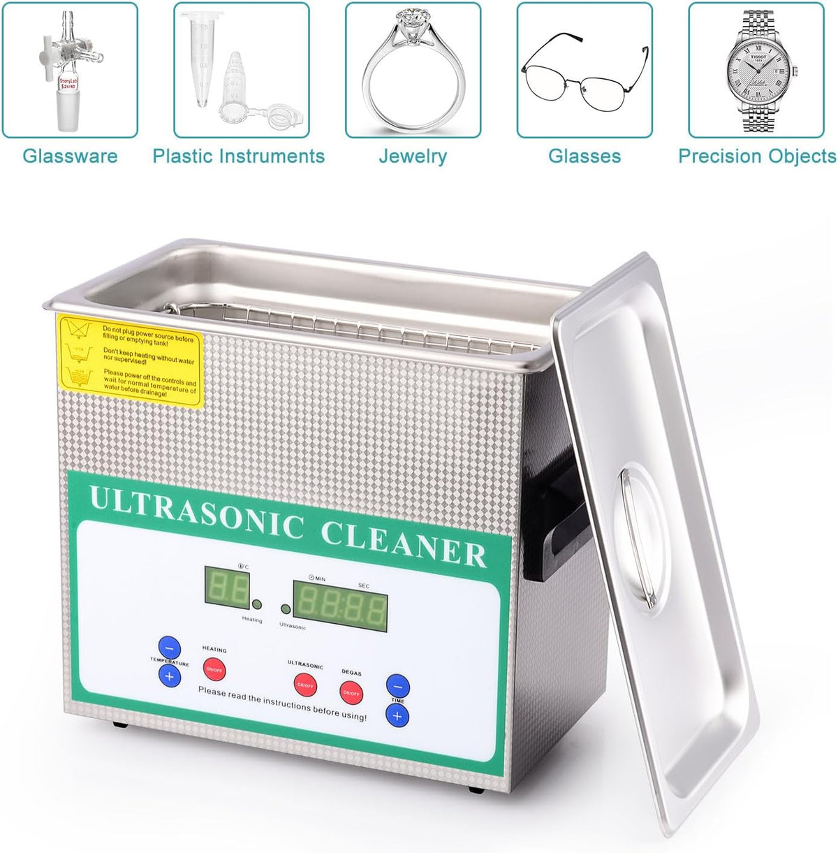 stonylab Ultrasone Reiniger, Professioneel Alle Doeleinden Roestvrij Staal Ultrasonic Cleaner met Digitale Displaytimer en Warmteregeling voor laboratorium 220V, 3,2 L