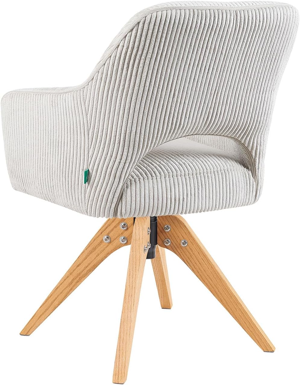 DUBI Möbel Dining Chairs 2-piece 360° swivel with pocket spring, high seating comfort, up to 150 kg, durable fabric light grey, solid oak frame in timeless design, Mika-Lena - QUORE