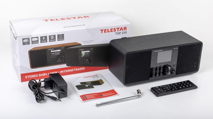 TELESTAR TOP 250 – DAB+/internetradio (stereo, 2 x 10 watt, Bluetooth zender/ontvangstfunctie, USB-opname, noodwaarschuwingssysteem, app-bediening), zwart