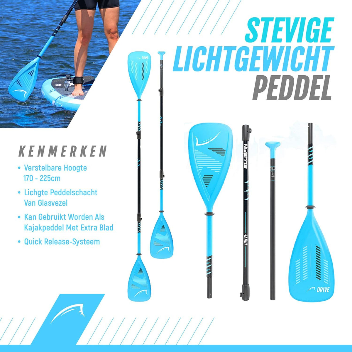 Bluefin Cruise SUP opblaasbaar stand-up paddleboard | Premium paddleboard-accessoires | Meerdere maten: Kinderen, 9'8, 10'4, 10'8, 12', 15'
