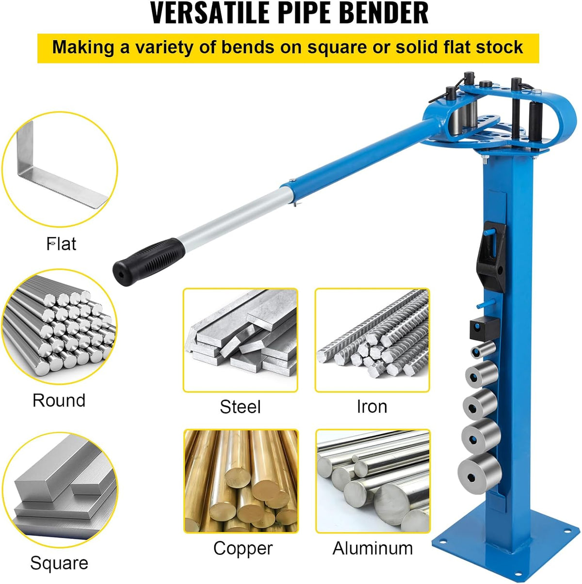 VEVOR YP 38 7 Buisbuigmachine, meerlaags, buisbuigmachine, telescopisch, 111 cm (44 inch), capaciteit van zacht staal: 1,27 x 3,5 cm, 1/4 x 1-15/16 inch