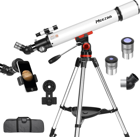 Telescoop, Astronomie Telescoop voor Volwassenen Professioneel, 70mm Opening 700mm Refractor Telescopen voor Kinderen en Beginners, Draagbare Reistelescopen met Roestvrijstalen Statief
