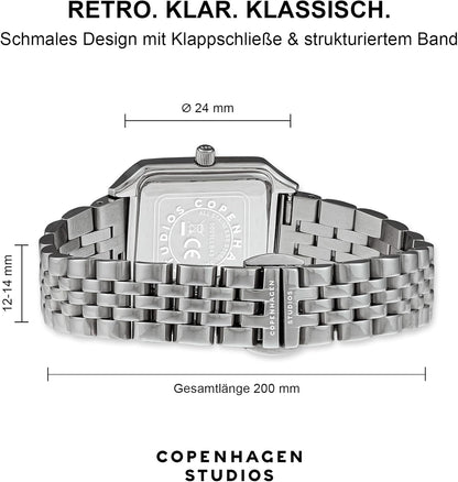 Vintage Square Watch - 24 mm - Elegant dameshorloge van gepolijst roestvrij staal met kwartsuurwerk - analoog polshorloge - 5 ATM waterdicht - krasbestendig
