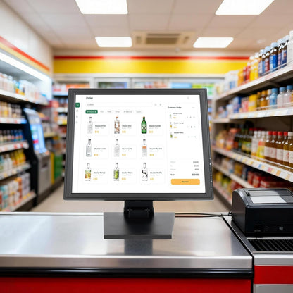 Portable monitor | mobile monitor | touchscreen | 17 inch touchscreen monitor | 1280x1024 resolution | resistive 4-wire | USB/VGA connection | For POS/cash register/hospitality | incl. pen & power - QUORE