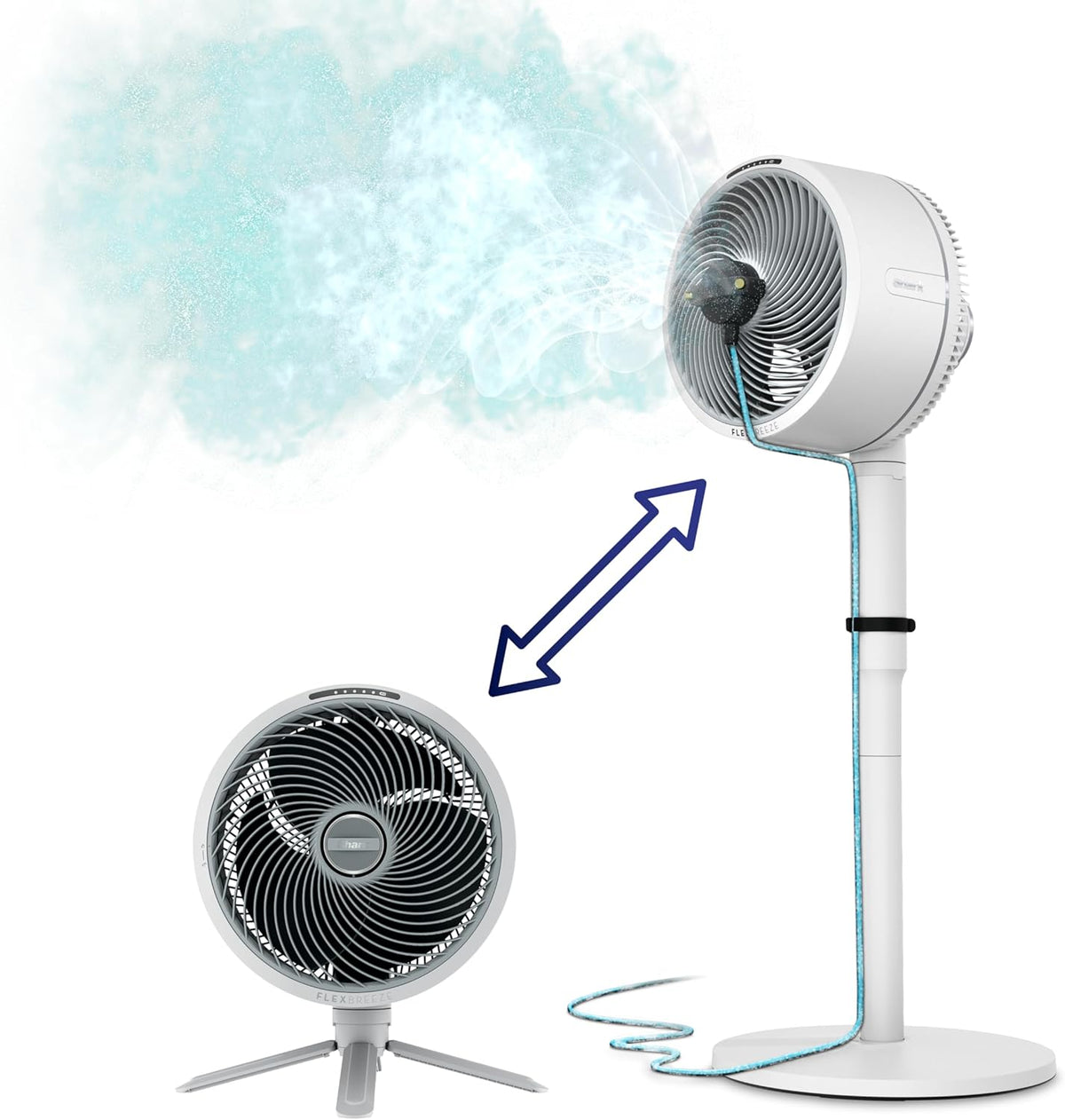 Shark FlexBreeze Hoge Snelheid Ventilator, Hybride Met Snoer & Snoerloze Draagbare Ventilator voor Binnen- & Buitengebruik, UV- & Waterbestendig**, Krachtig & Stil, Wit, FA200EU