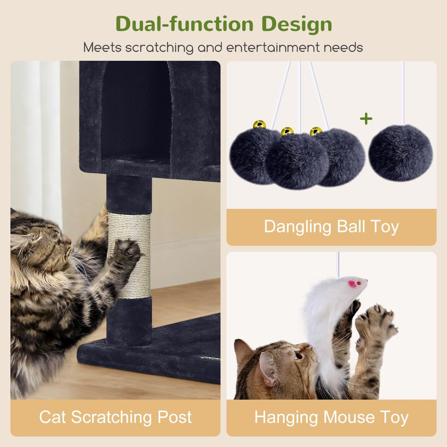Krabpaal XXL – Kattenboom – Kattentoren – Krabmeubel – Speelmeubel Kat – 209 cm Hoog – Stevige Stabiele Constructie