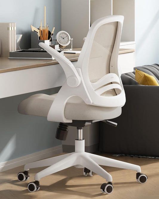 Bureaustoel – Ergonomische Stoel – Office Chair – Kantoorstoel – Bureaustoelen – Inklapbare Armleuningen – Canvas Zitting – 360° Draaibaar