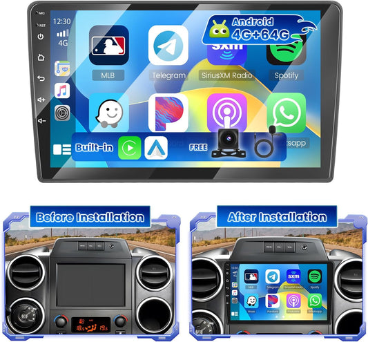 Autoradio – Android Radio – Multimedia Speler – Touchscreen Radio – GPS Navigatie – 9 Inch HD Scherm – Draadloze CarPlay & Android Auto - QUORE