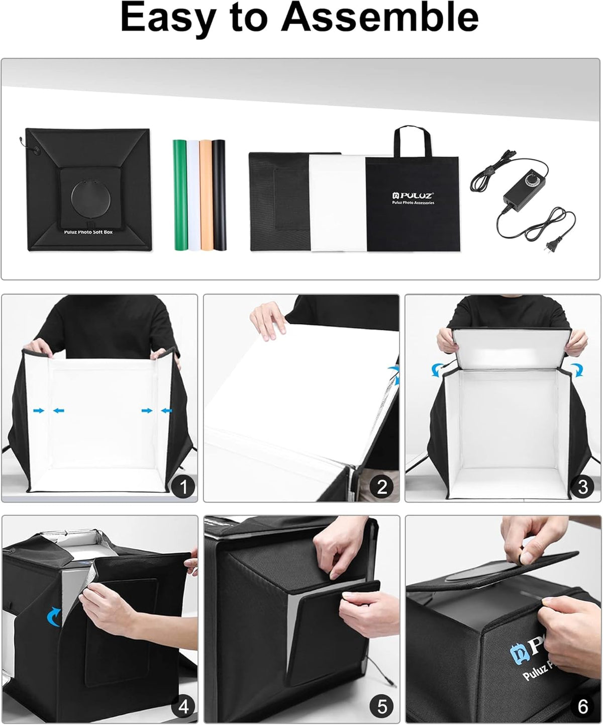 Fotobox Met Verlichting – Fototent – Lichttent – Lichtbak – Productfototent – 40,6 X 40,6 Cm – 480 Ledlampen – 5500 K CRI 95+