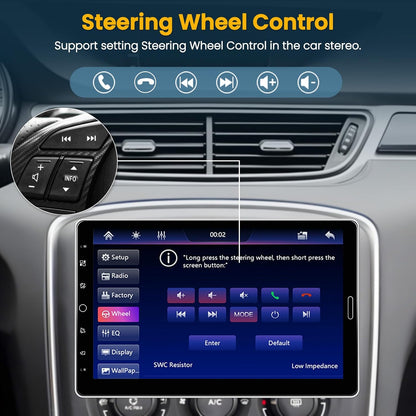 Hikity 1 Din Autoradio met 10,1 inch IPS draaibaar touchscreen, Bluetooth 5.2 Wireless Carplay Andriod Auto FM AM RDS radio met USB AUX IN TF Card EQ SWC autoradio achteruitrijcamera Mirror Link DVR