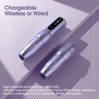 EZ Draadloze Tatoeage Machine - 6 Beroertes 2.0mm-3.5mm Tatoeage Machine met OLED Digitaal Display 1600mAh Batterijvermogen (DIVA Zwart)