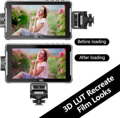 VILTROX 5.5 Inch 1200nits 4K 10bit HDMI Field Monitor, Touchscreen 3D LUT Draagbare Videokit Met Batterij, On-Camera RGB Parade Histogram Golfvorm Focus Assist (DC-550 Pro)