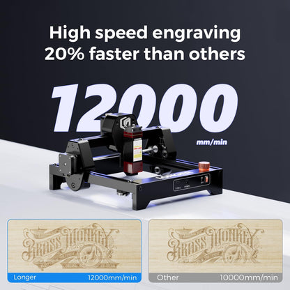 Longer Ray5 mini lasergraveermachine, high-speed snijmachine 12.000 mm/min, voor 130 x 140 mm graveeroppervlak, wifi, beveiliging met noodstop (2,5 W), lasergraveermachine