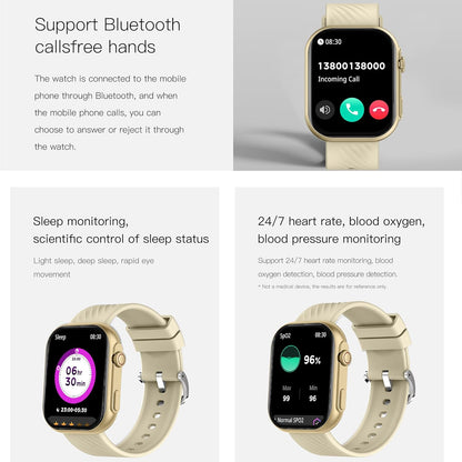 Smartwatch Damen met Bellen/Kiezen via Bluetooth, 2,0” Smart Watch 123 Sportmodus, Slaapmonitor Menstruatie volgen, Calorie Stappenteller Stopwatch Smart Activity-Armband voor Android iOS (Goud)