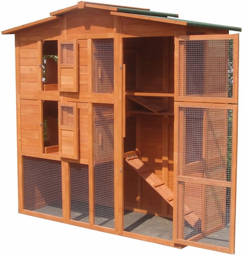 Kippenhok – Kippenren – Pluimveeverblijf – Hennenhok – XXL Kippenren Met Vloerloze Ren – Houten Constructie – 4 Nestplaatsen – Schuifdeur – Weerbestendig Dak - QUORE