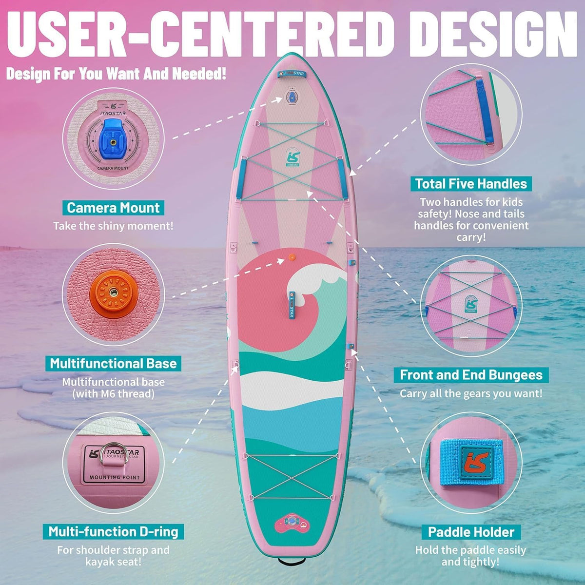 <font dir="auto" style="vertical-align: inherit;"><font dir="auto" style="vertical-align: inherit;">        SUP board for beginners, SUP board with seat, complete accessories, all-round surfboard for yoga, pink/orange/yellow       </font></font>